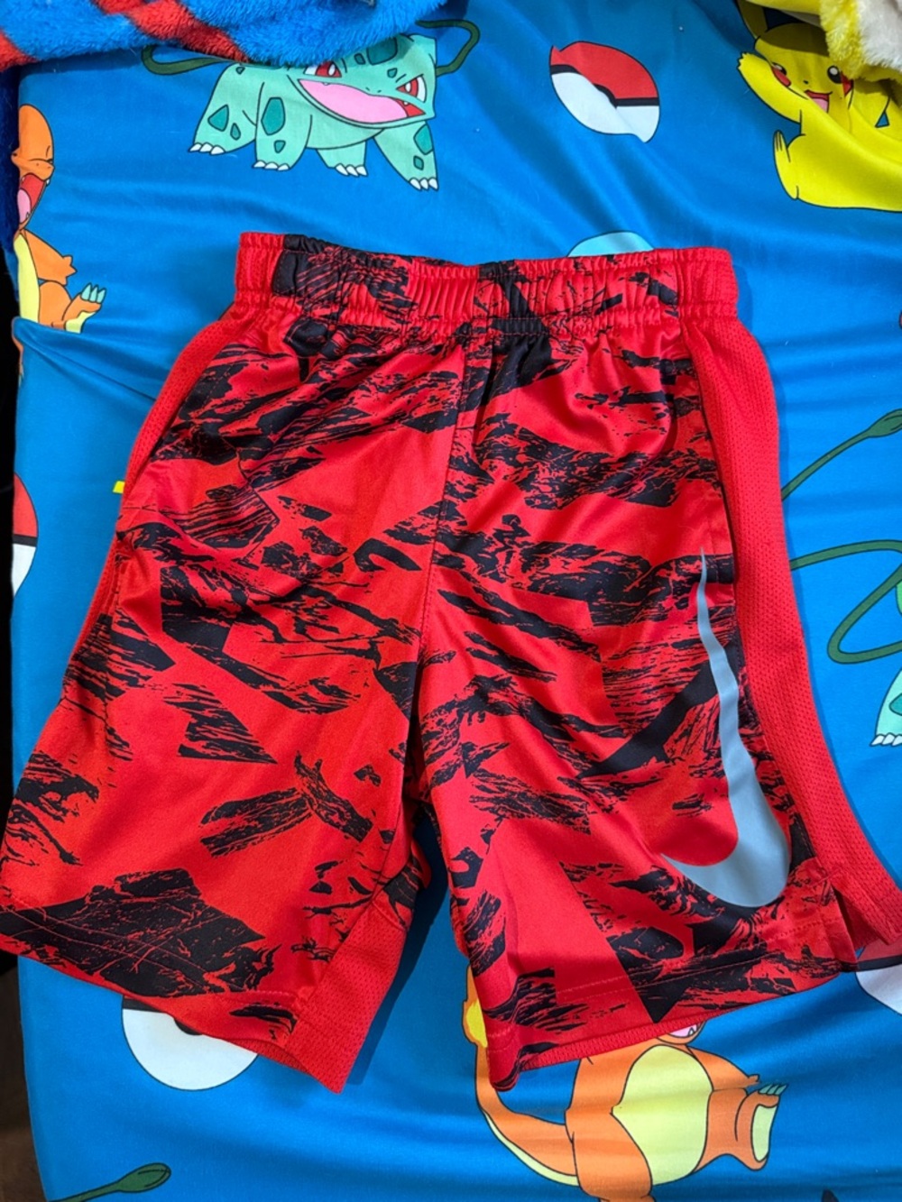 Nike Red and Black Graphic Athletic Shorts for Kids